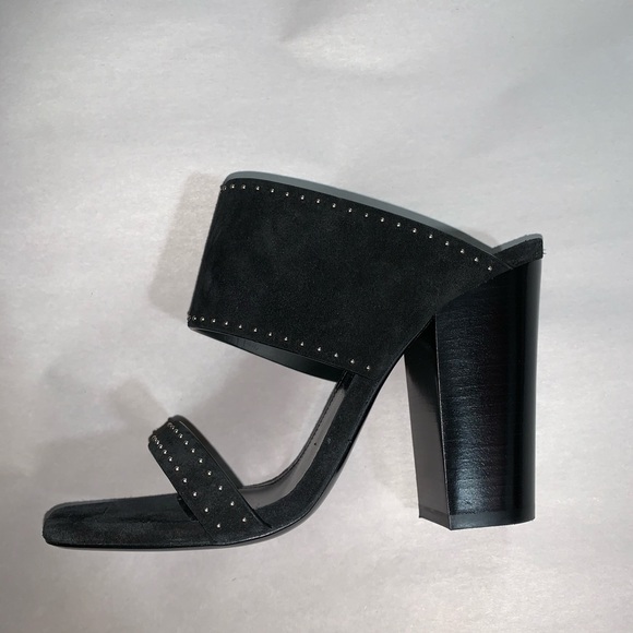 nwob SAINT LAURENT PARIS size 38 black suede MULES - Picture 6 of 11